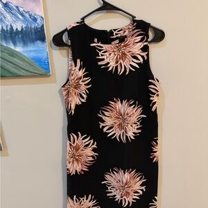 Ann Taylor Black and Pink Floral Midi Dress